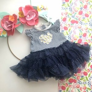 Little me Polka dot tutu daisy striped dress onsie